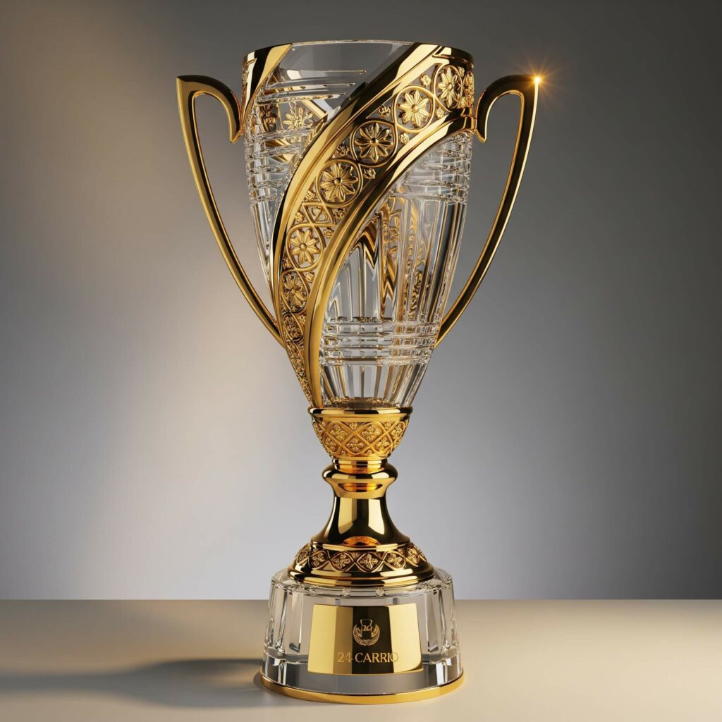 Trophée luxe en cristal et or 24 carats