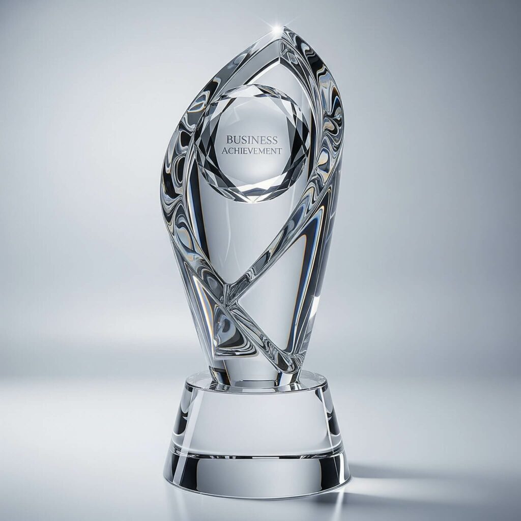 Trophée moderne en cristal transparent pour entreprises
